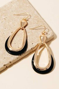 Acetate Accent Oval Tear Dangle Earrings