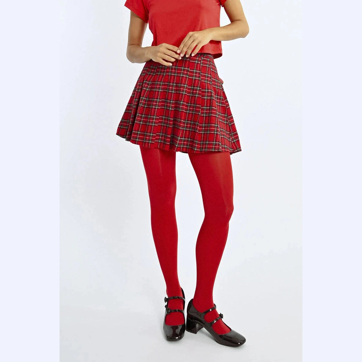 Molly Bracken - Pleated Checked Mini Skirt