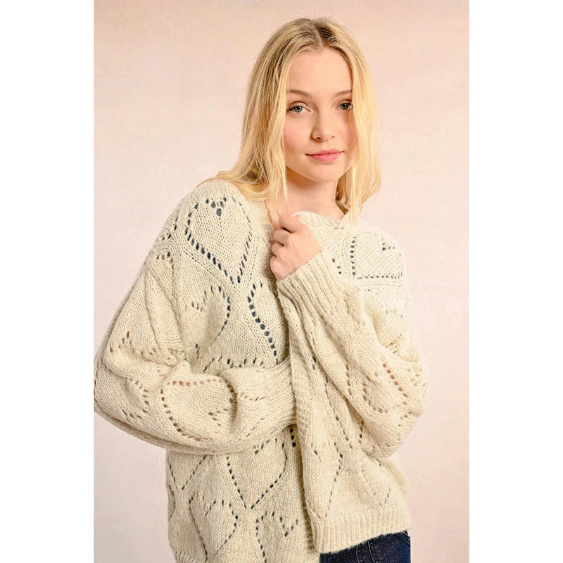 Molly Bracken Oversized Pointelle Knit Cardigan