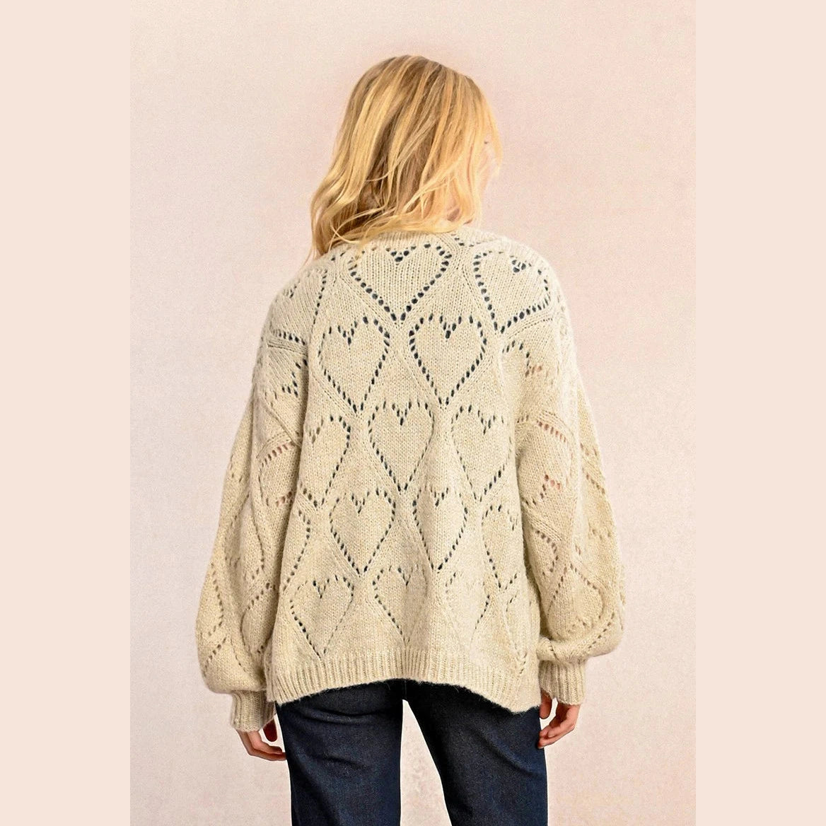 Molly Bracken Oversized Pointelle Knit Cardigan