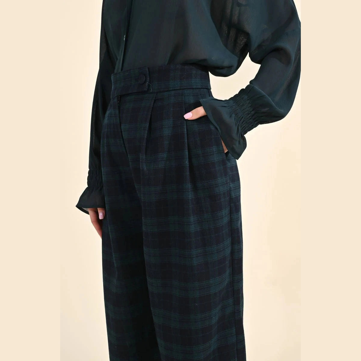 Molly Bracken - Wide Leg Checked Pants