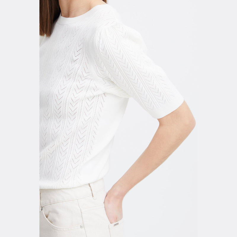 b.young Pointelle Knit Short Sleeve Jumper