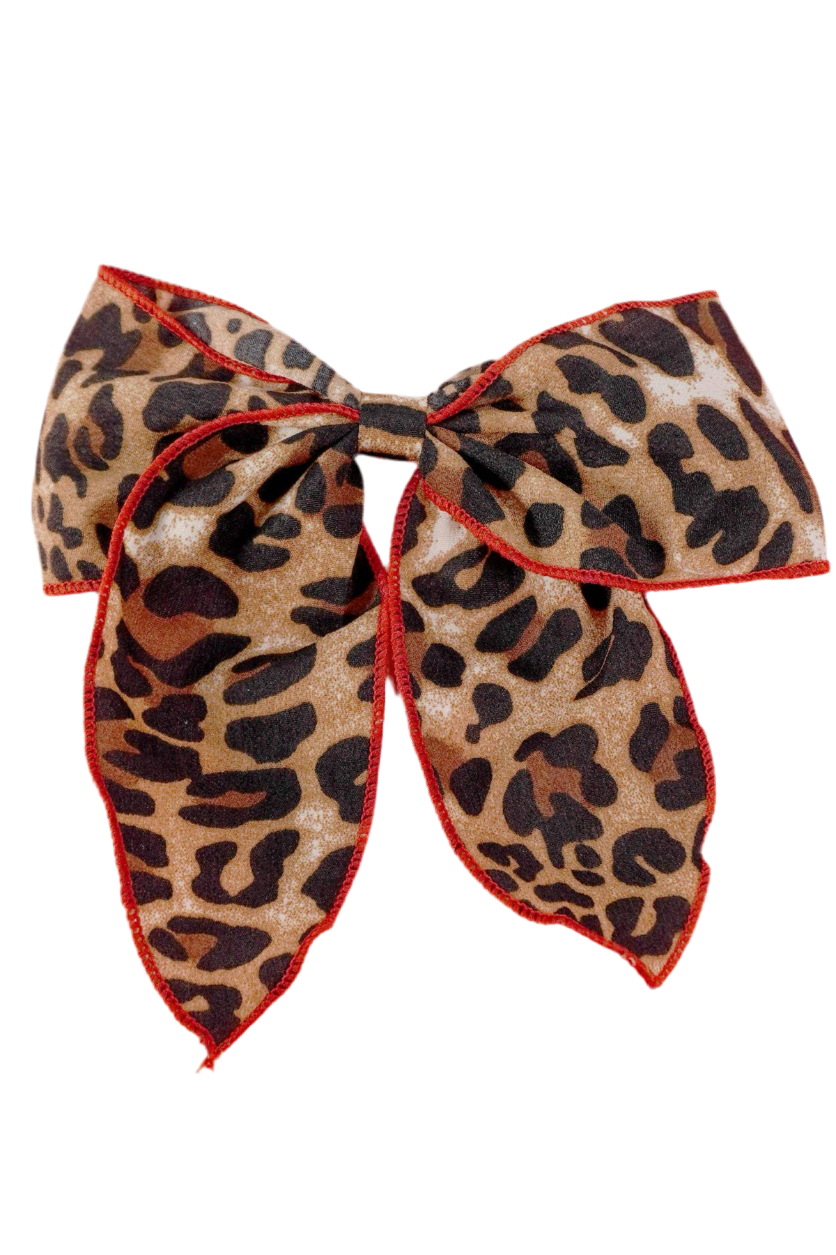 Leopard Red Trim Bow Clip Leopard