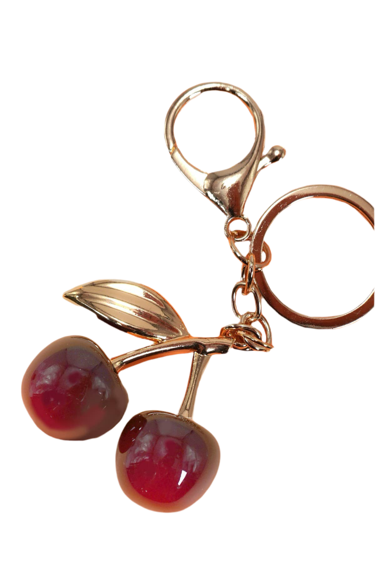 Gold Cherry Charm Keychain