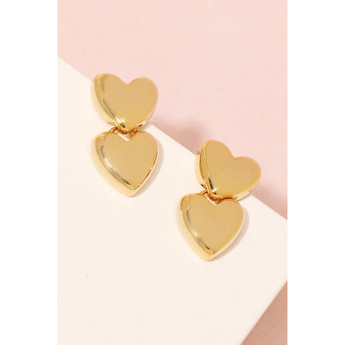 Double Heart Drop Earrings