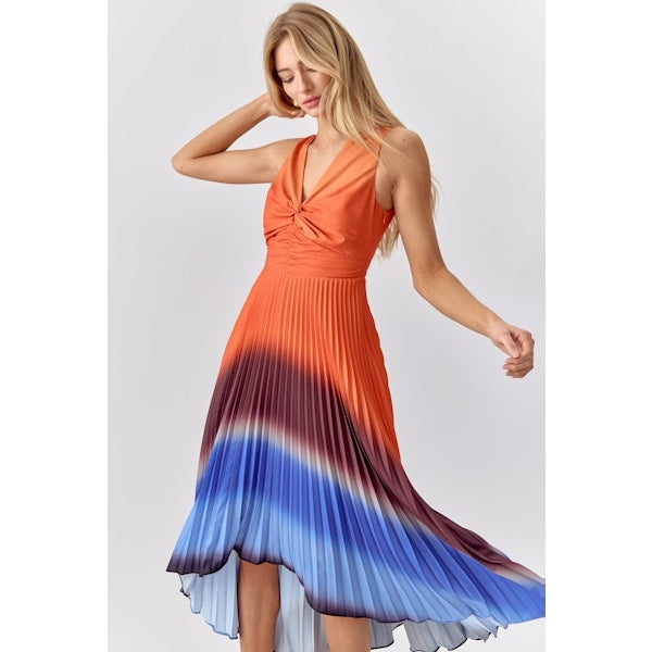 Adelyn Rae Shannie Ombré Pleated Dress 