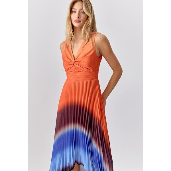 Adelyn Rae Shannie Ombré Pleated Dress