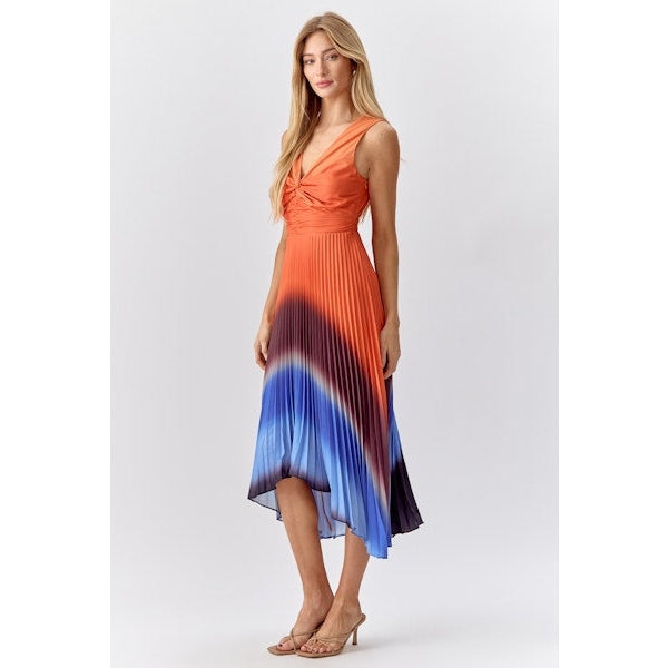 Adelyn Rae Shannie Ombré Pleated Dress