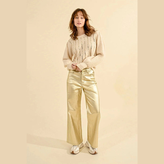 Molly Bracken high waisted gold jean