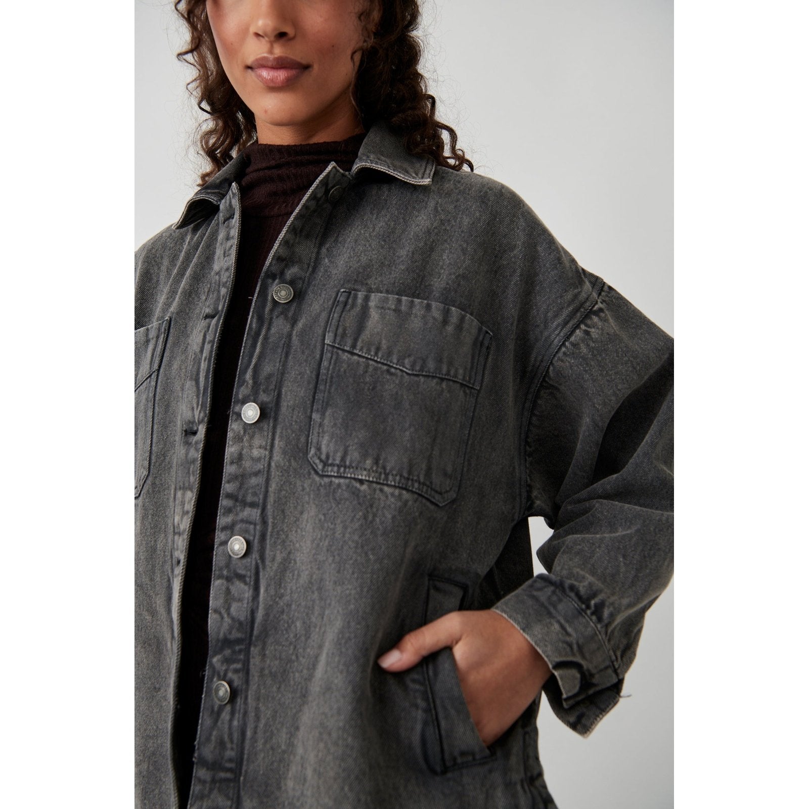 Free people sale black denim jacket