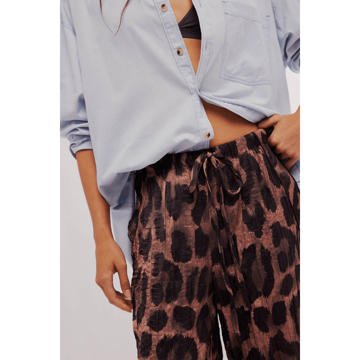 Free People All Out Satin Leopard Pants