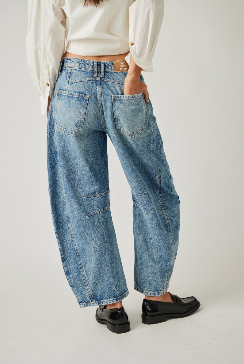 Free People Good Luck Barrel Jean Ultra Light Beam