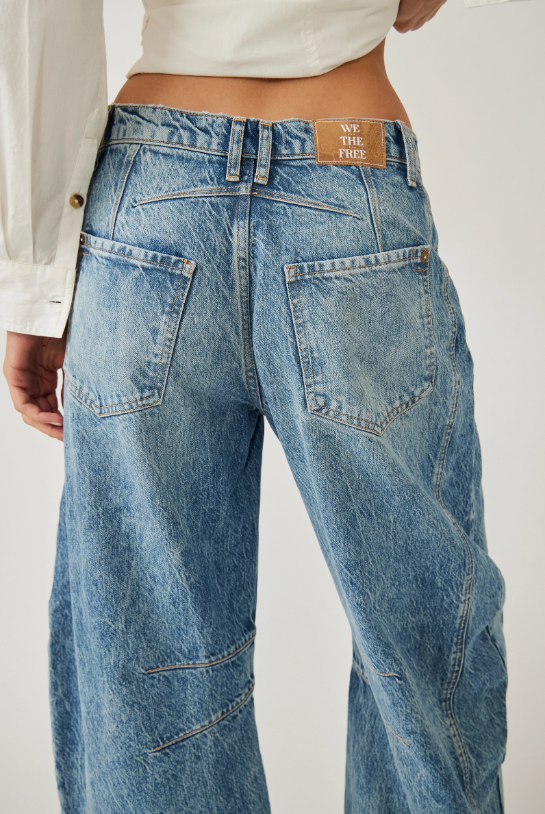 Free People Good Luck Barrel Jean Ultra Light Beam