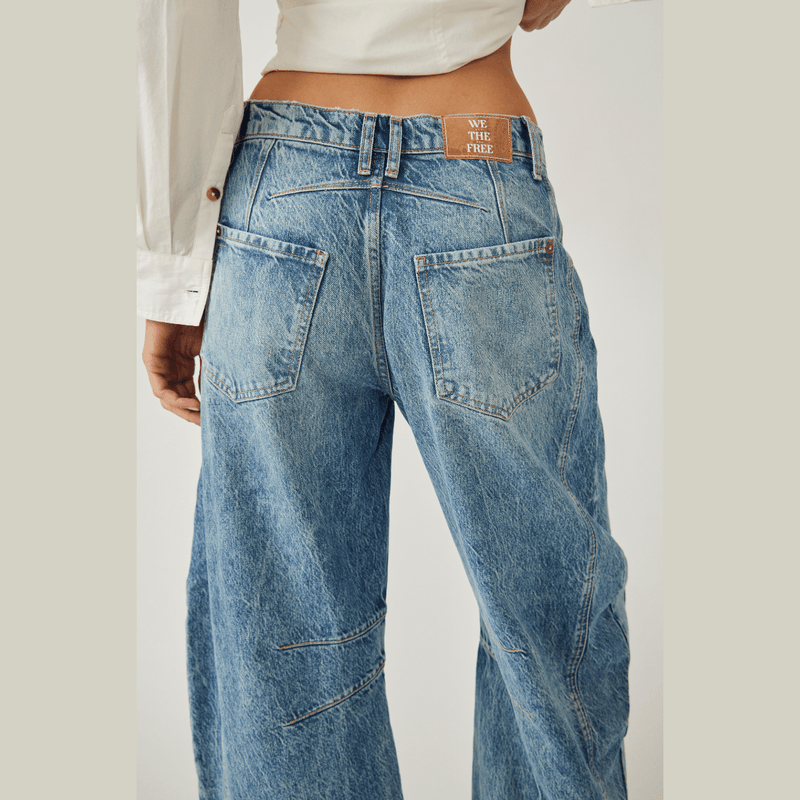 Free People Good Luck Mid Rise Barrel Jean