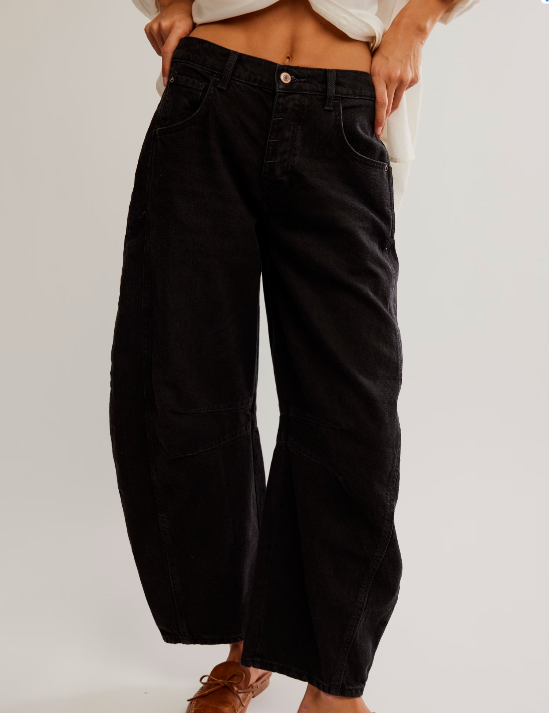 Free People Good Luck Mid Rise Barrel Jean