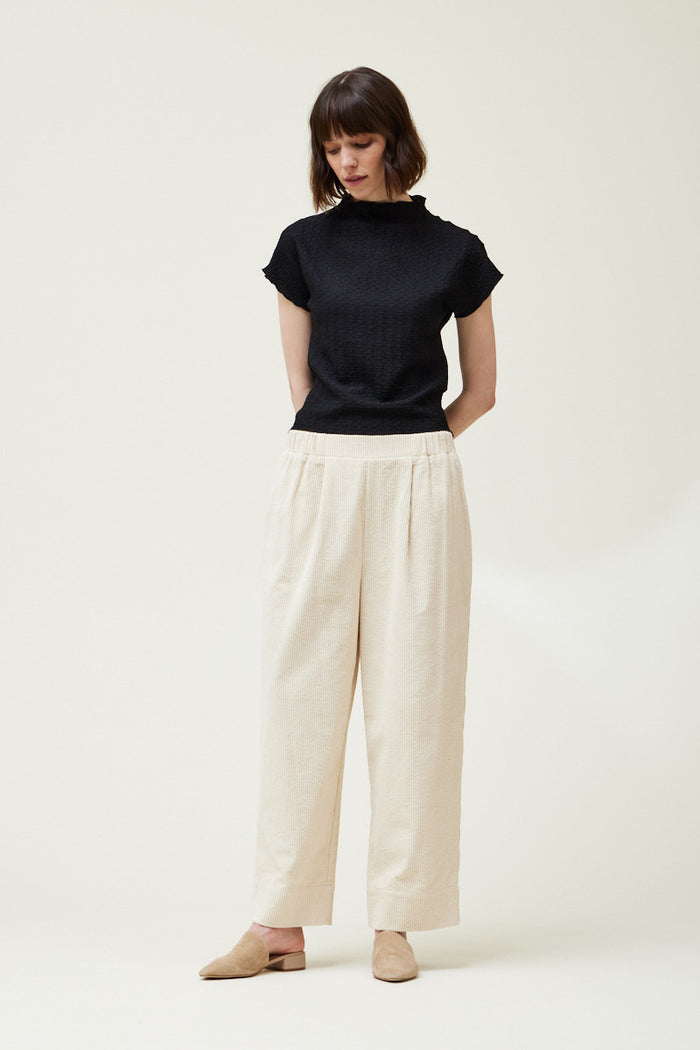 Cream Corduroy Lantern Pants