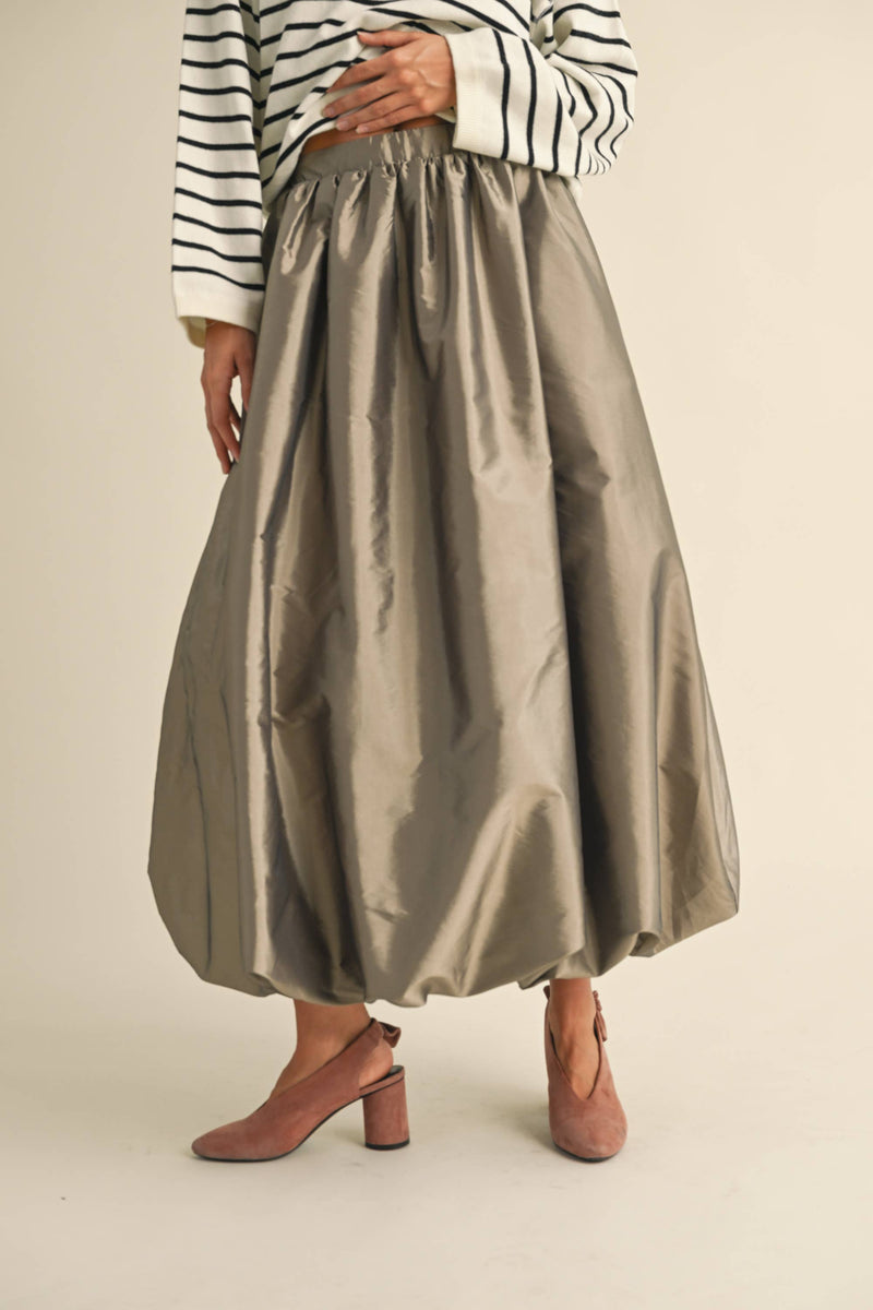 Metallic Ballon Long Skirt