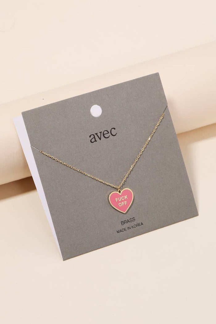 Fuck Off Heart Pendant Necklace