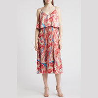 Adelyn Rae Nayla Overlay Pleated Midi Dress 