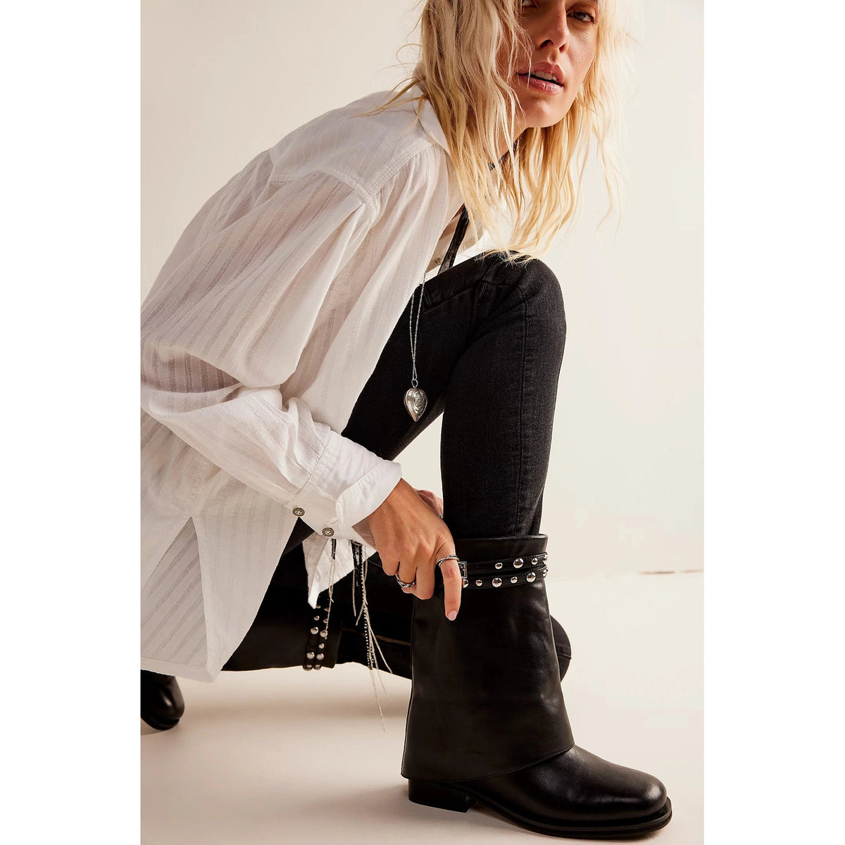 Free People Scorpio Studded Foldover Boots