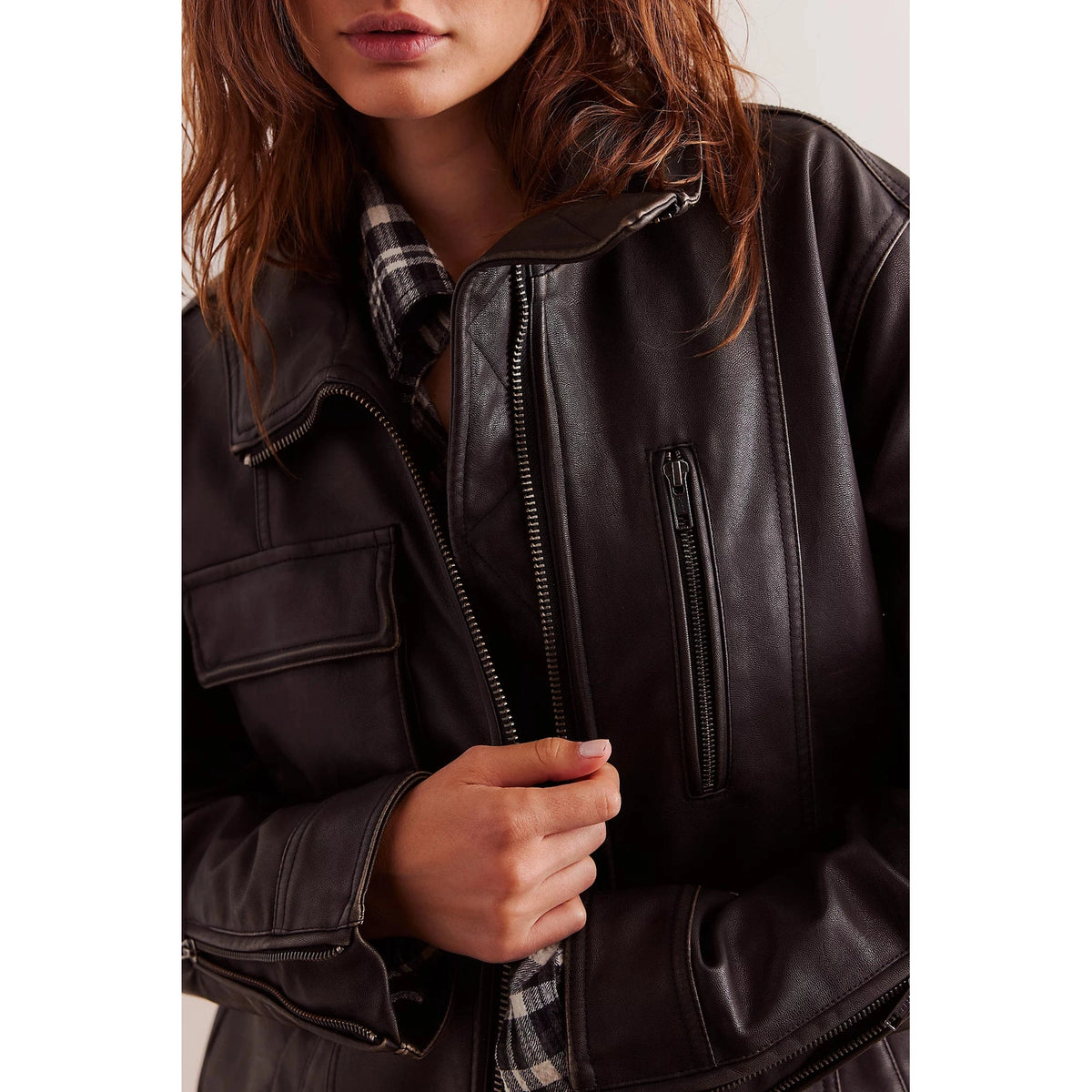 Free People Buckle Up Vegan Leather Jacket