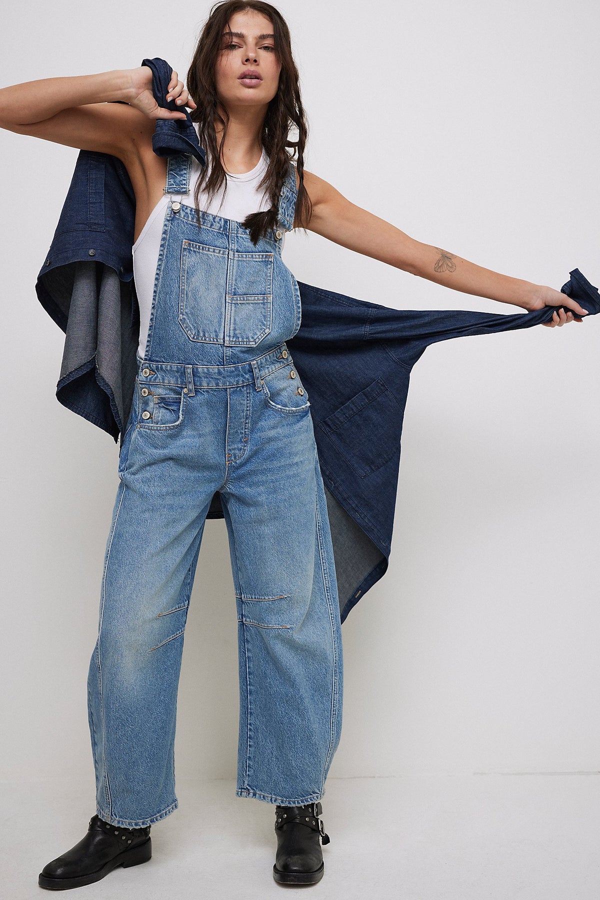 Free People Good Luck Barrel Overalls