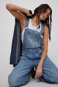 Free People Good Luck Barrel Overalls