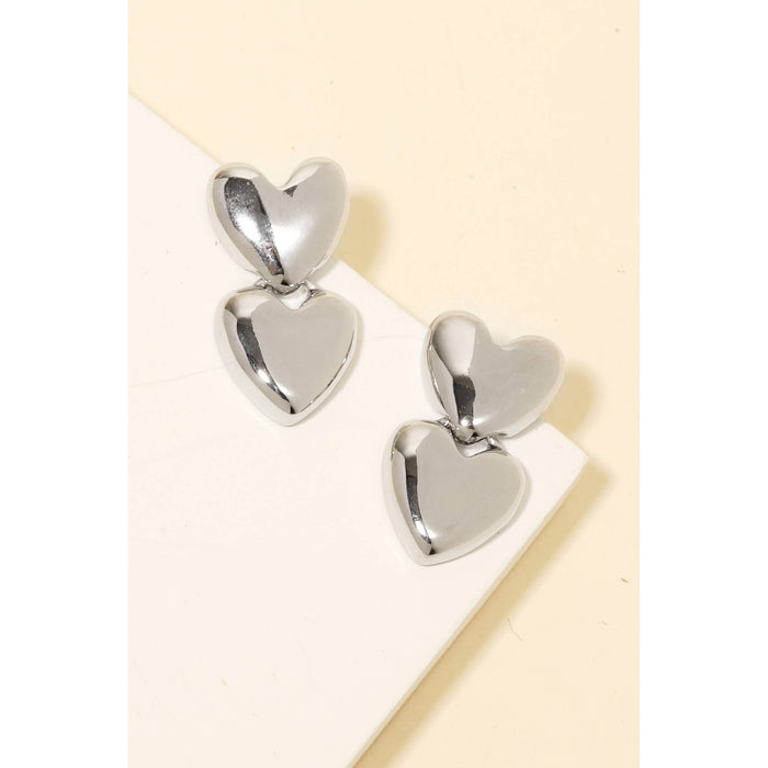 Double Heart Drop Earrings