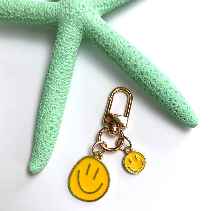 Happy Face Enamel Keychain Charm