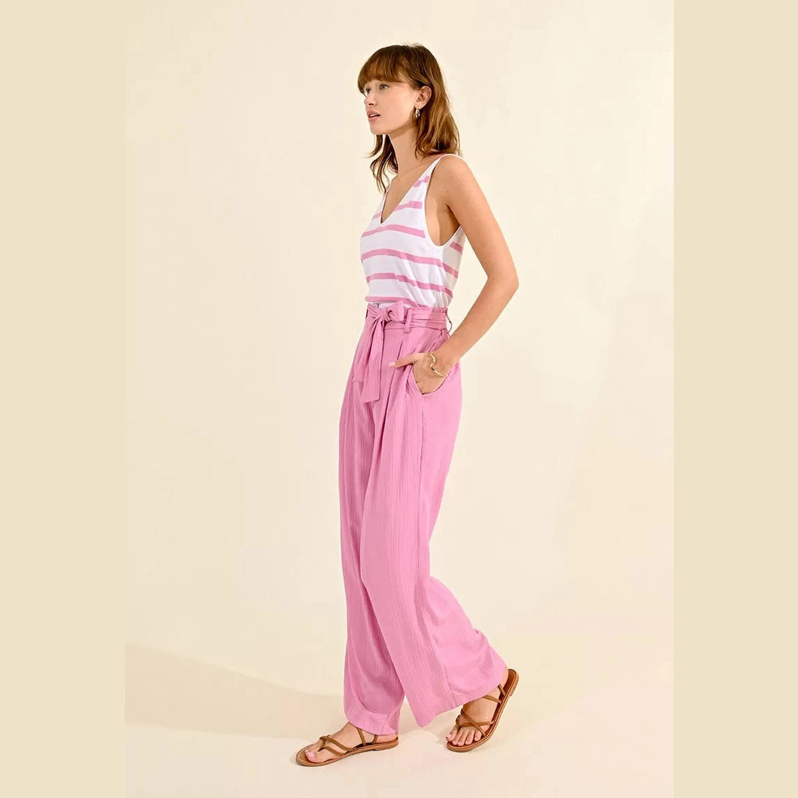 Molly Bracken Pink Belted Pants