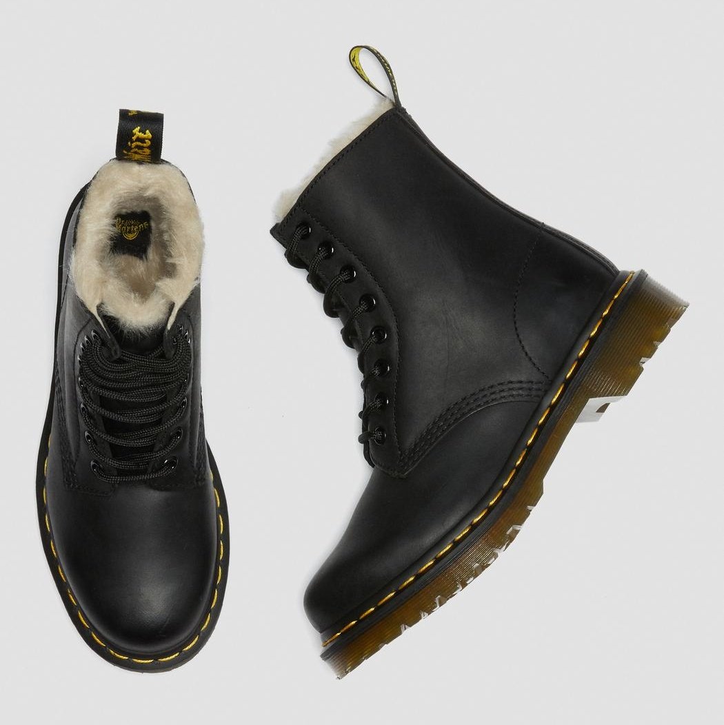 Brown fur hotsell lined doc martens